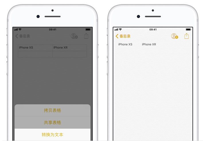利用iOS备忘录创建表格的操作过程